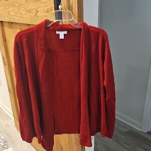 LOFT Red Cardigan Sweater Cozy Knit Open-Front